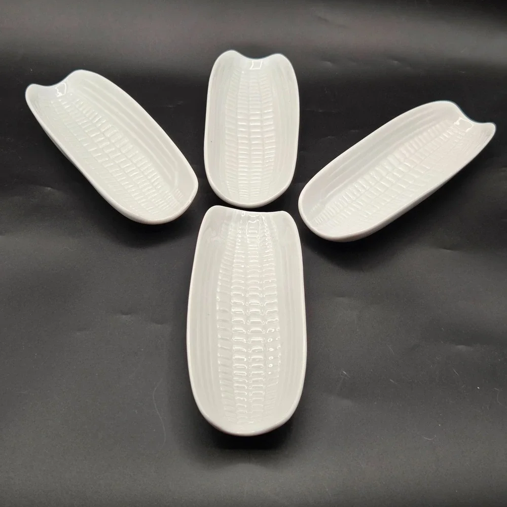 BIA Cordon Bleu 4 Corn On The Cob Dishes White Oven Microwave Dishwasher‎ Safe